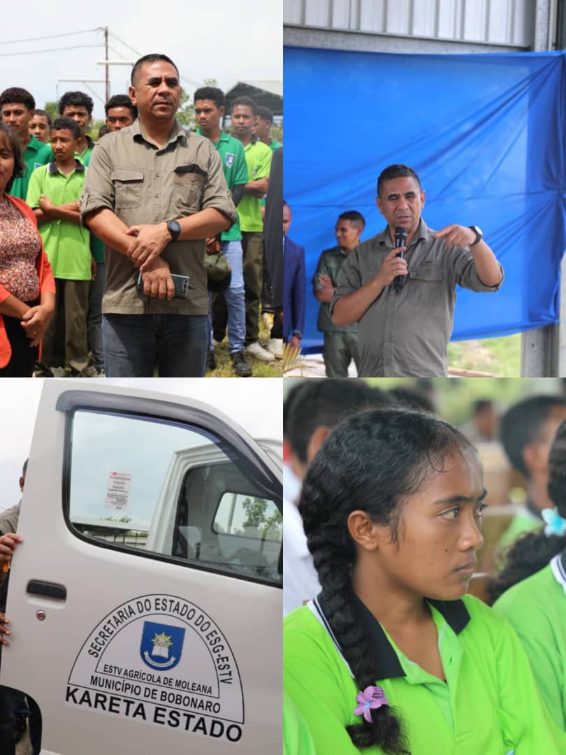 SEKRETÁRIU ESTADU ESJ-ESTV ENTREGA KARETA BA ESKOLA TÉKNIKA VOKASIONÁL AGRÍKOLA MOLEANA BOBONARO